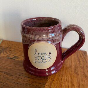 Deneen  Pottery Hand Thrown Mug w/ Drip Glaze ~ Love Your Melon